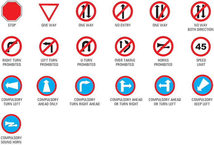Traffic Signs Chart Pdf India